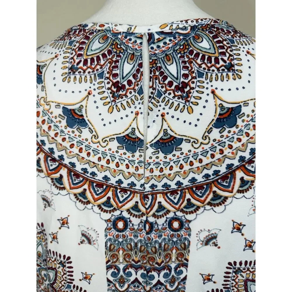 Women's Verse Top Blouse Sz L Sleeveless Lightweight Boho Aztec Print Pullover - Picture 5 of 12
